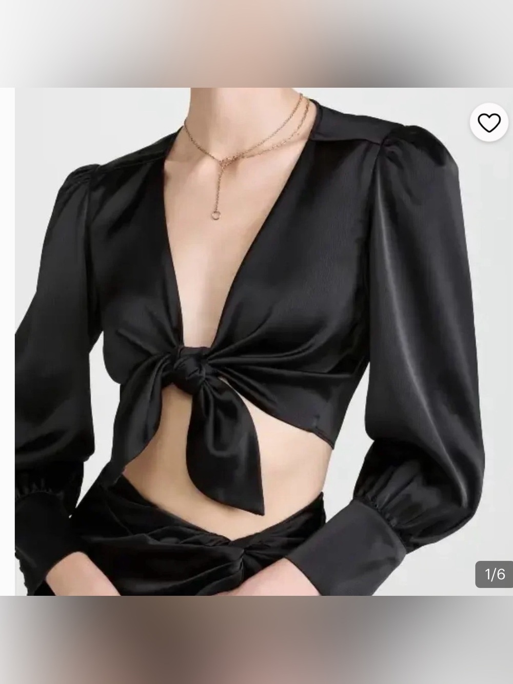 WAYF Alcott Knot Crop Top in Black